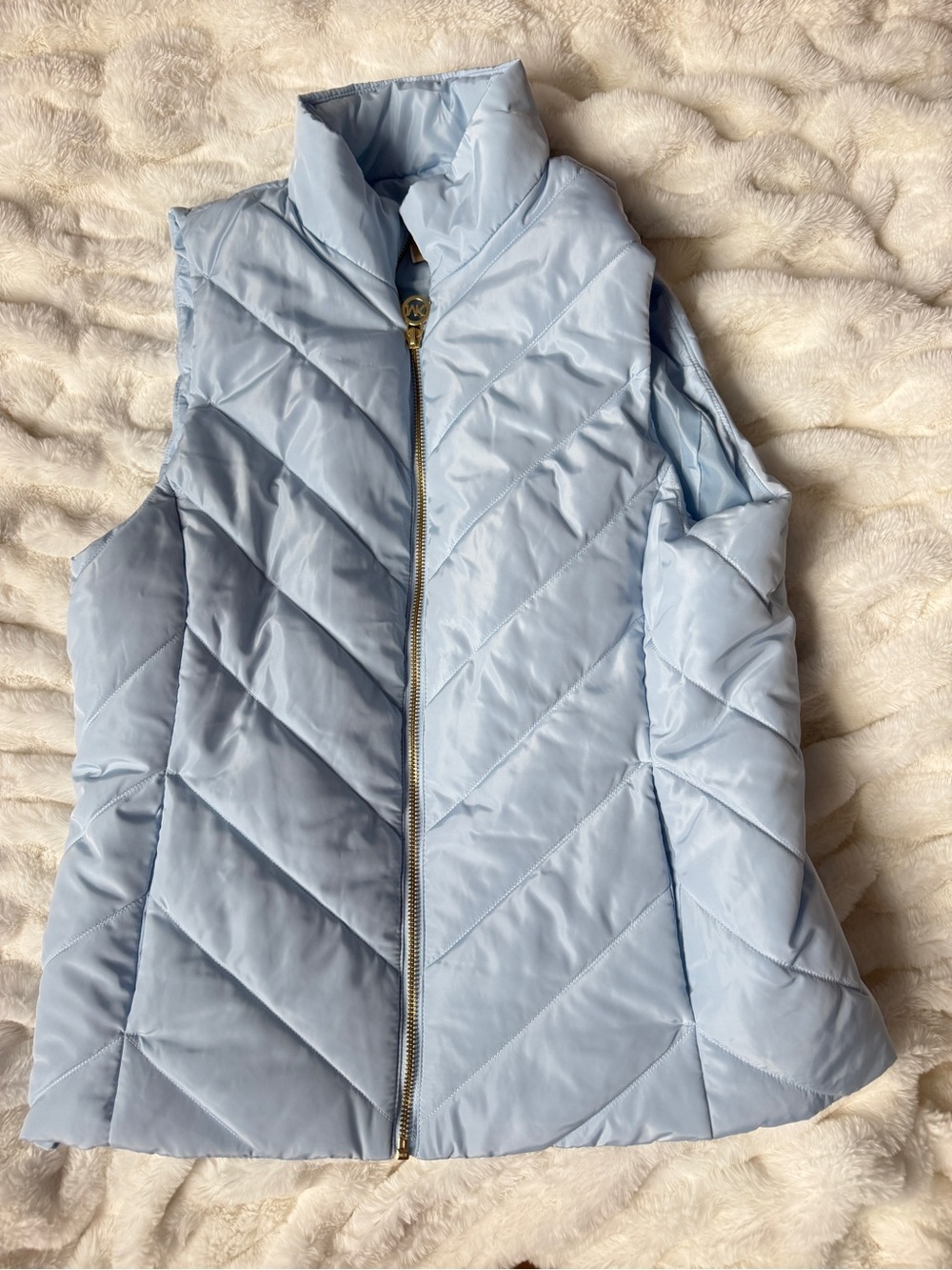 Michael Kors Pale Blue Quilted Zip-Front Vest